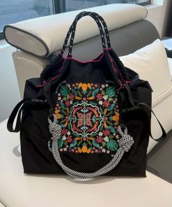 Vintage Vine Embroidered Eco friendly Canvas Bag